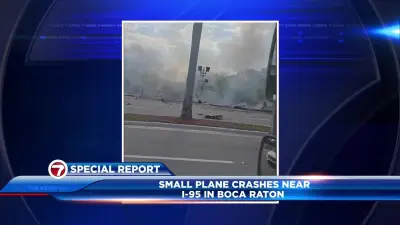 Small plane crashes near I-95 in Boca Raton; rail service disrupted, roads closed
