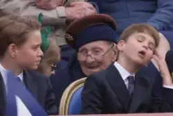 Prince Louis hilariously mimics older brother George during VE Day parade
